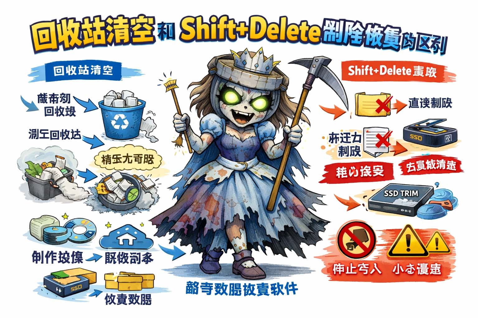 回收站清空和Shift+Delete删除恢复的区别